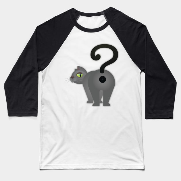 Curious Kitty Cat Baseball T-Shirt by DanielLiamGill